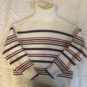 Madewell Striped Cotton Turtleneck Sweater, Size Small